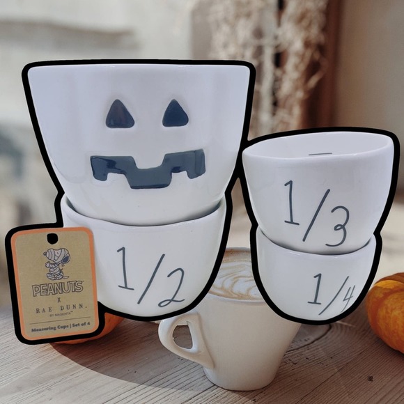NEW Rae Dunn x Peanuts Halloween Measuring Cup - Set Of Four - Snoopy In Costume - Picture 2 of 12
